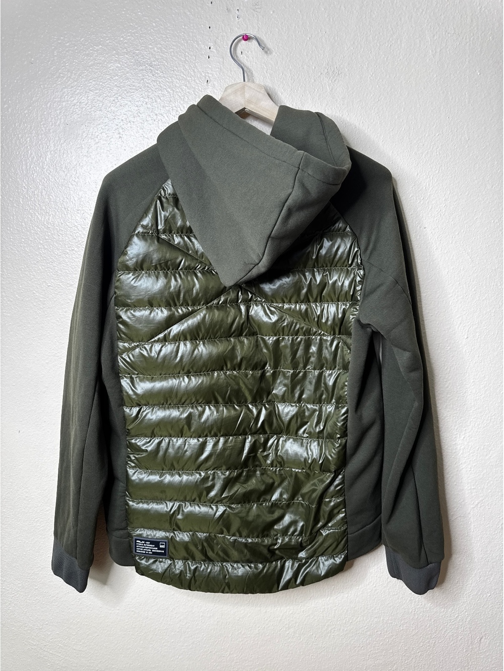 RLX Ralph Lauren Hybrid Down Hooded Jacket Olive Green Full Zip Men’s L - Picture 9 of 9